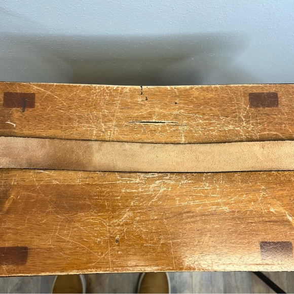 Vintage Brown Leather Belt Gold Buckle Emblem Rustic Western Boho Mens 41/42” - Picture 9 of 11